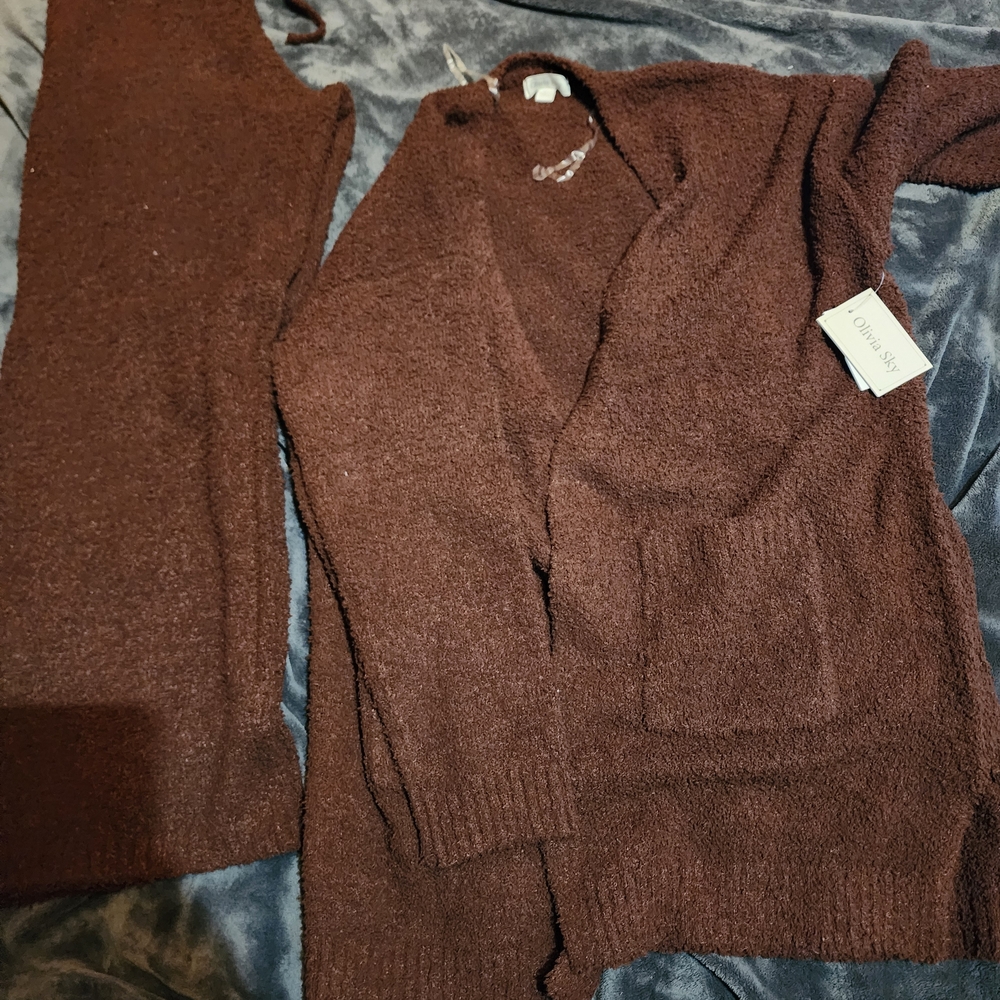 Chocolate Brown Cozy Cardigan and Pants